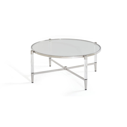 Modus Marilyn Round Coffee Table w Glass Top in White