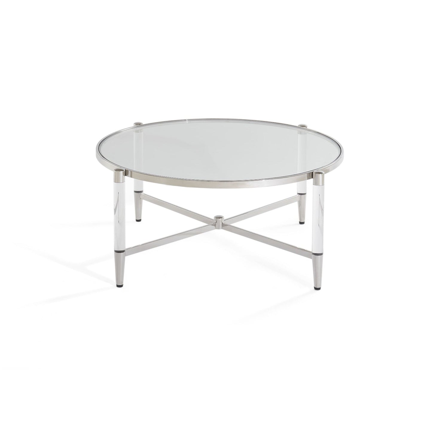 Modus Marilyn Round Coffee Table w Glass Top in White