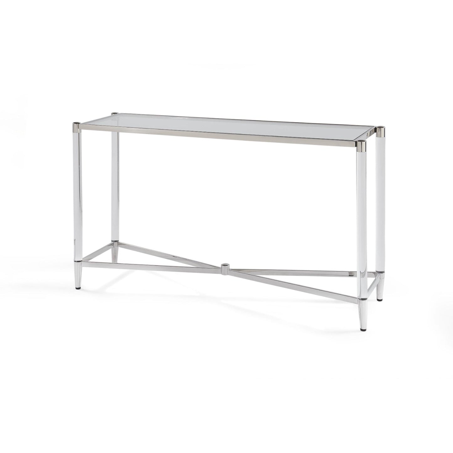 Modus Marilyn Rectangular Console Table w Glass Top in White