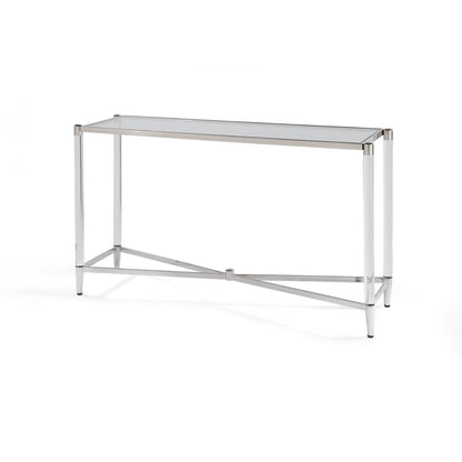 Modus Marilyn Rectangular Console Table w Glass Top in White