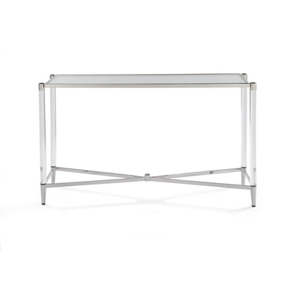 Modus Marilyn Rectangular Console Table w Glass Top in White