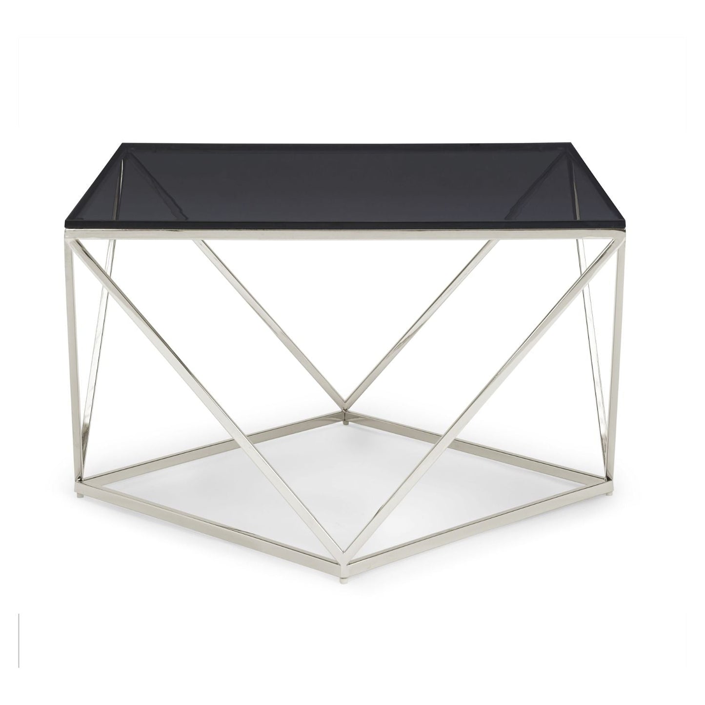 Modus Aria Smoked Glass and Polished Stainless Steel Coffee Table in Multi