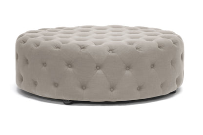 Traditional Tufted Ottoman in Beige Linen Fabric bxi4389-87