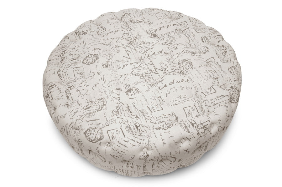 Traditional Tufted Cocktail Ottoman in Beige Linen Fabric bxi5153-101
