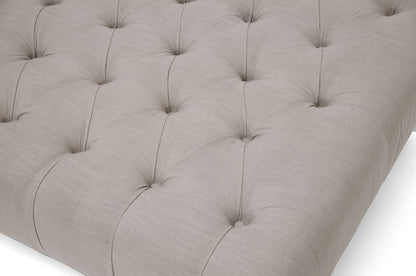 Traditional Tufted Ottoman in Beige Linen Fabric