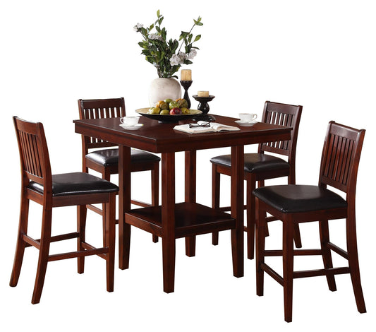 Homelegance Galena 5PC Counter Height Dining Set Table, 4 Chair in Dark Brown