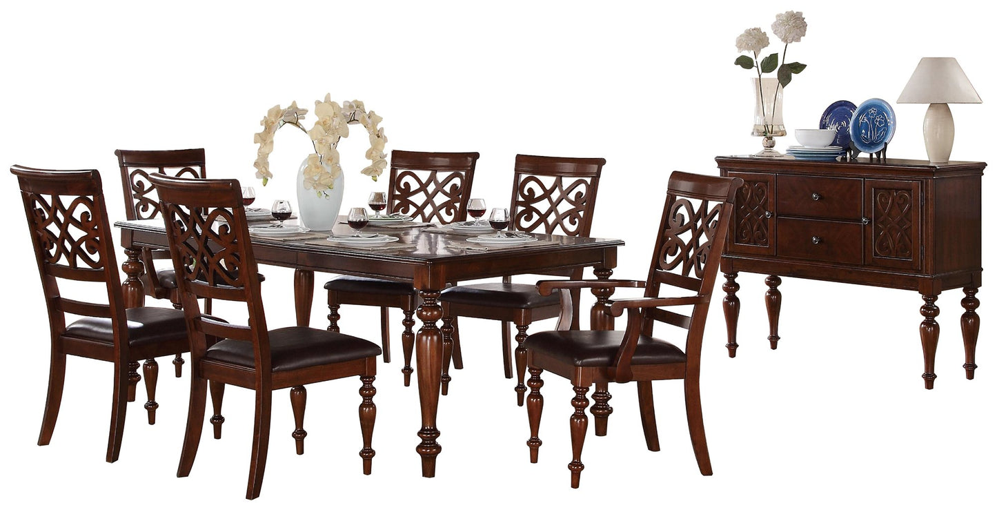 Homelegance Creswell 8PC Dining Set Table, 2 Arm Chair, 4 Side Chair, Server in Rich Cherry