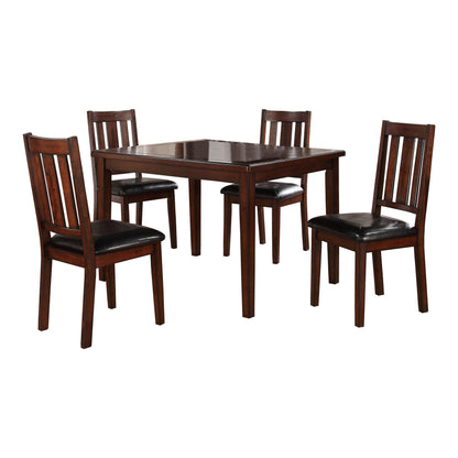 Casual Compact 5PC Dining Set Table, 4 Chair in Brown Cherry