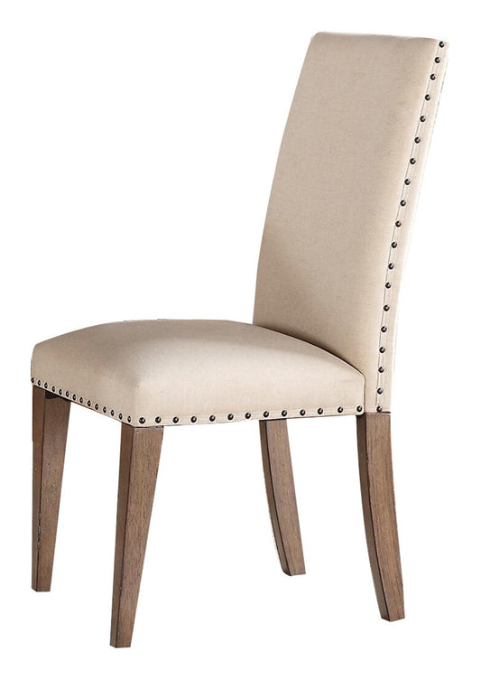 Homelegance Mill Valley 2 Dining Chair in Cream Fabric with Nail Trim
