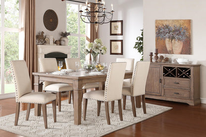 Homelegance Mill Valley 2 Dining Chair in Cream Fabric with Nail Trim