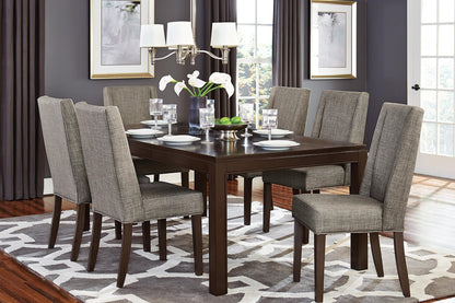 Homelegance Kavanaugh 7PC Dining Set Table, 6 Fabric Grey Chair in Brown