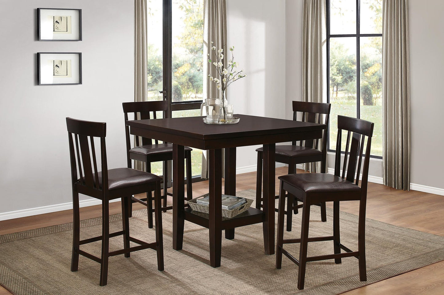 Homelegance Diego 5PC Counter Height Dining Set Table, 4 Chair in Espresso
