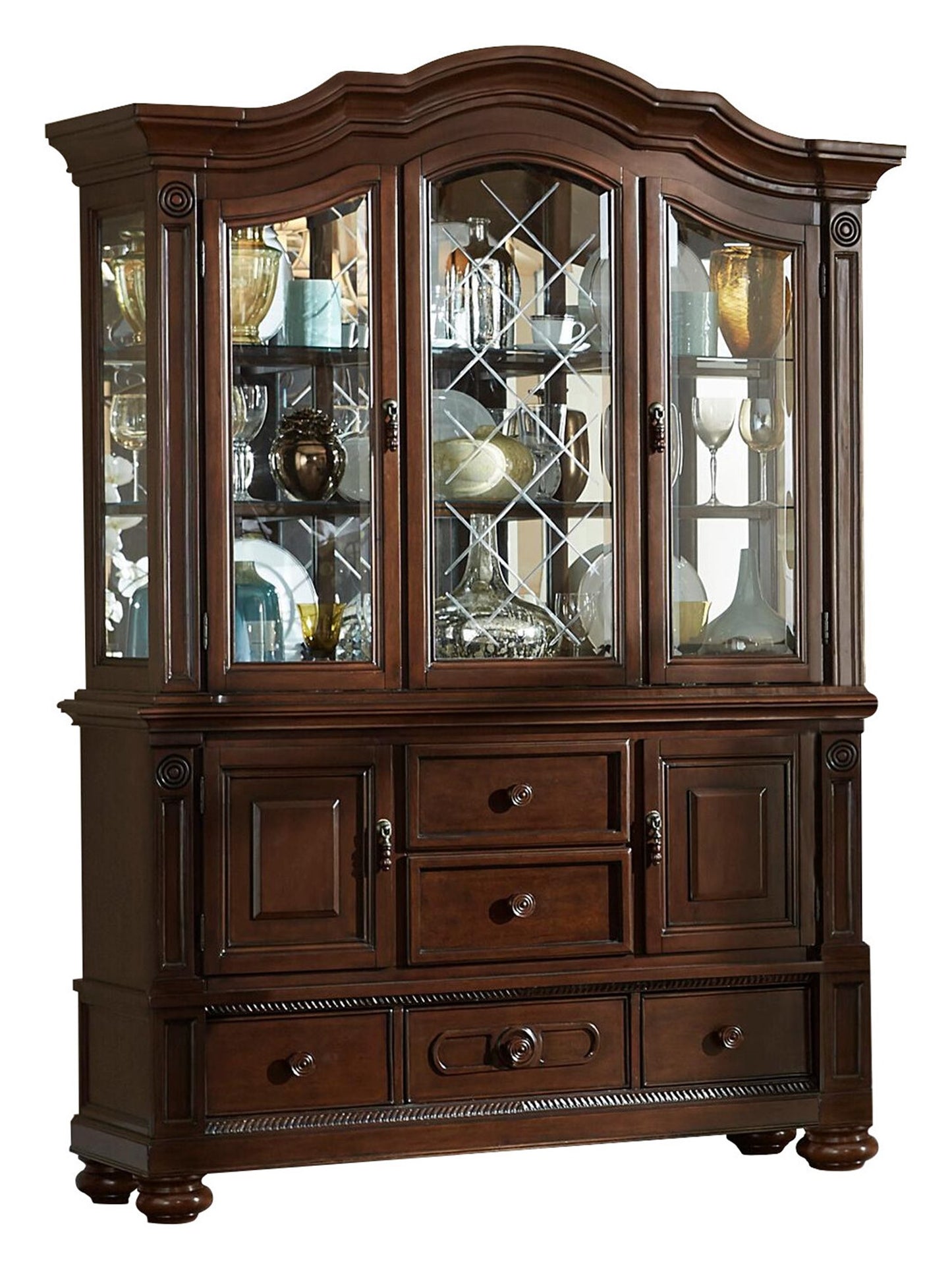 Homelegance Lordsburg Buffet & Hutch in Brown Cherry