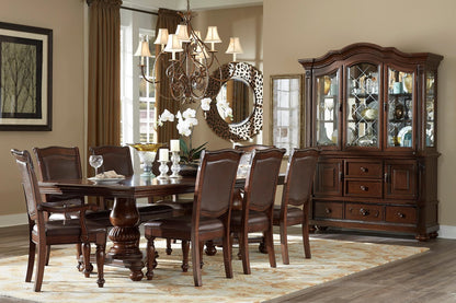 Homelegance Lordsburg 10PC Dining Set Double Pedestal Table, 2 Arm Chair, 6 Side Chair, Buffet & Hutch in Brown Cherry