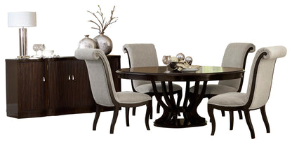 Homelegance Savion 6PC Dining Set Round / Oval Pedestal Table, 4 Chair, Server in Espresso