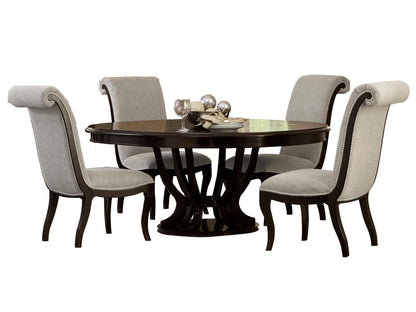 Homelegance Savion 5PC Dining Set Round / Oval Pedestal Table, 4 Chair in Espresso