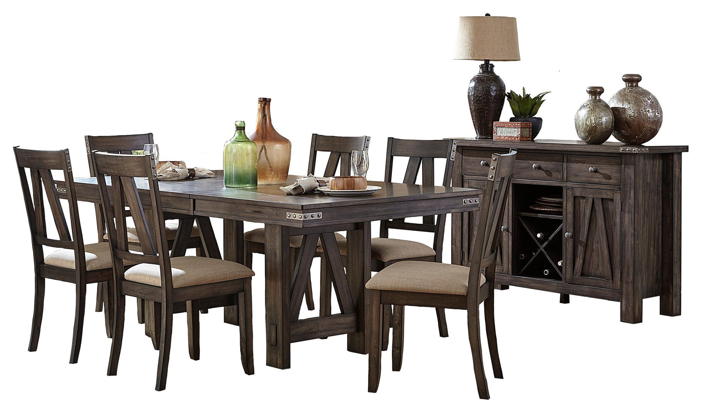 Homelegance Mattawa 8PC Dining Set Table, 6 Chair, Server in Rustic Brown