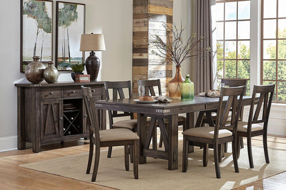 Homelegance Mattawa 8PC Dining Set Table, 6 Chair, Server in Rustic Brown