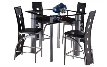 Homelegance Sona 5PC Counter Height Dining Set Table, 4 Chair in Black