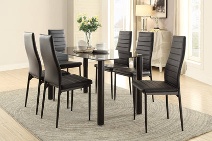 Homelegance Florian 7PC Dining Set Table Glass Top, 6 Chair in Black