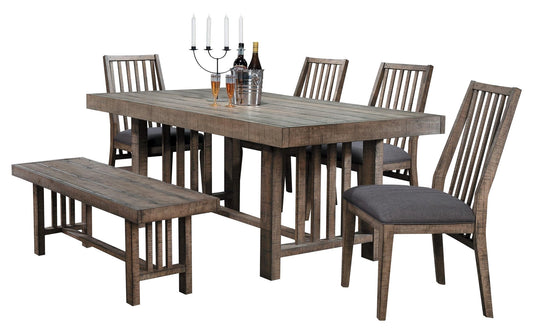 Homelegance Codie 6PC Dining Set Table, 4 Chair, Bench in Rustic Wood