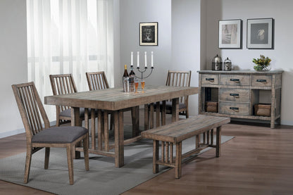 Homelegance Codie 7PC Dining Set Table, 4 Chair, Bench, Server in Rustic Wood