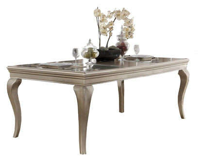 Homelegance Crawford 8PC Dining Set Opaque Glass Table, 6 Chair, Buffet & Hutch in Silver