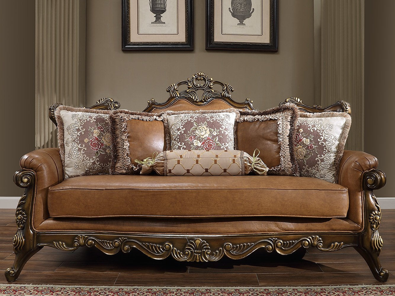 Leather Sofa in Custom Mohawk Finish S555 European Traditional Victorian