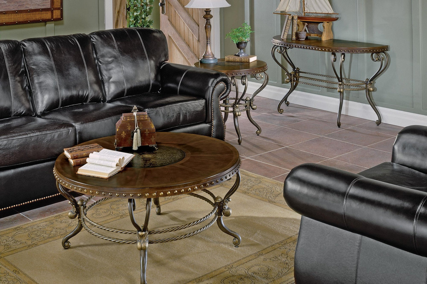 Homelegance Jenkins 3PC Occasional Set Round Cocktail, 2 End Table in Warm Brown