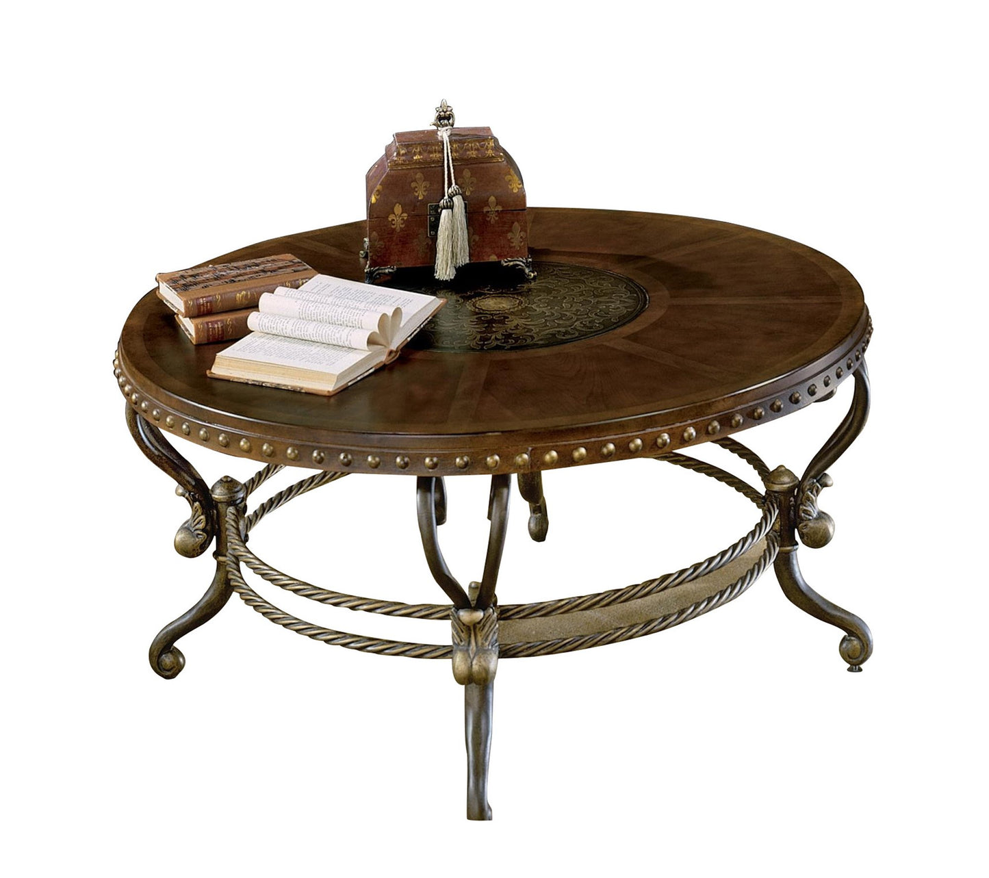 Homelegance Jenkins Round Cocktail Table in Warm Brown
