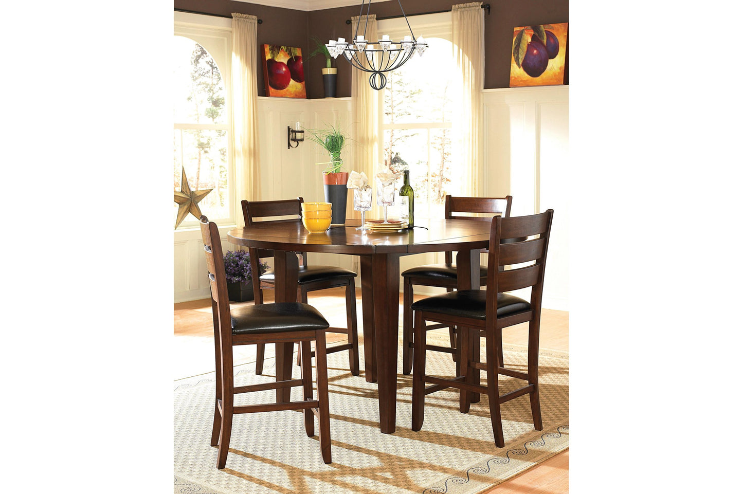 Homelegance Ameillia 8PC Counter Height Dining Set Table, 6 Chair, Server in Dark Brown