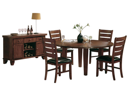 Homelegance Ameillia 6PC Dining Set Round Table, 4 Chair, Server in Dark Brown