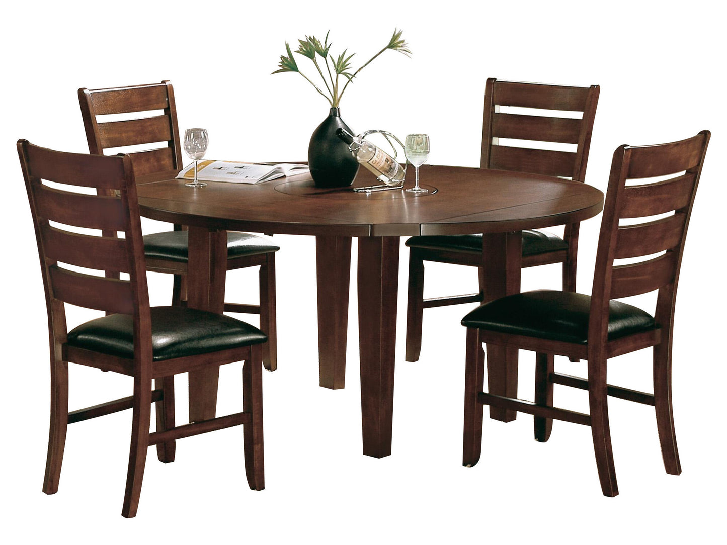 Homelegance Ameillia 5PC Dining Set Round Table, 4 Chair in Dark Brown