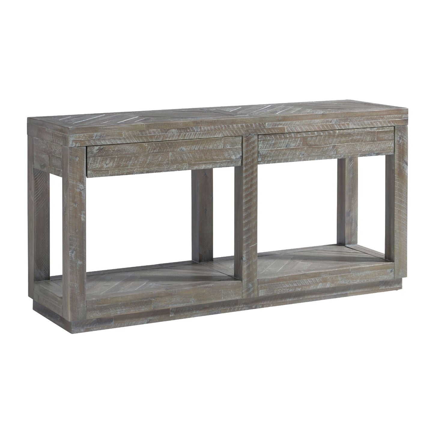 Modus Herringbone Two Drawer Console in Rustic Latte