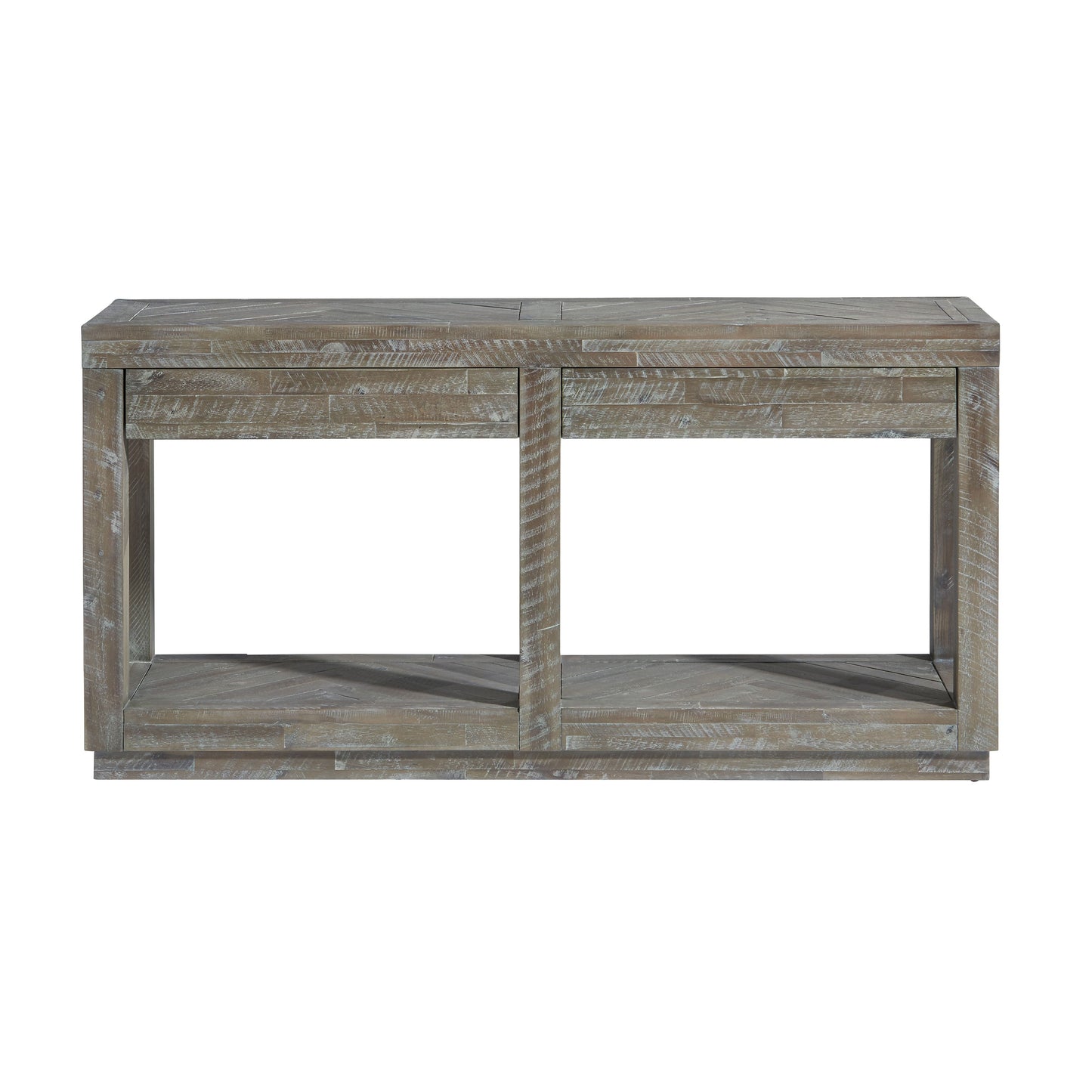 Modus Herringbone Two Drawer Console in Rustic Latte