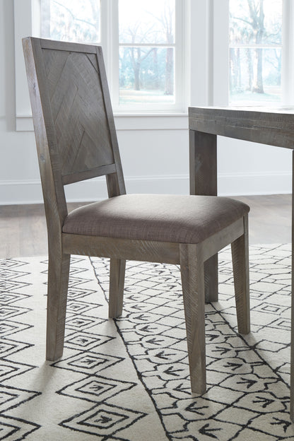 Modus Herringbone Upholstered 2 Dining Chair in Rustic Latte