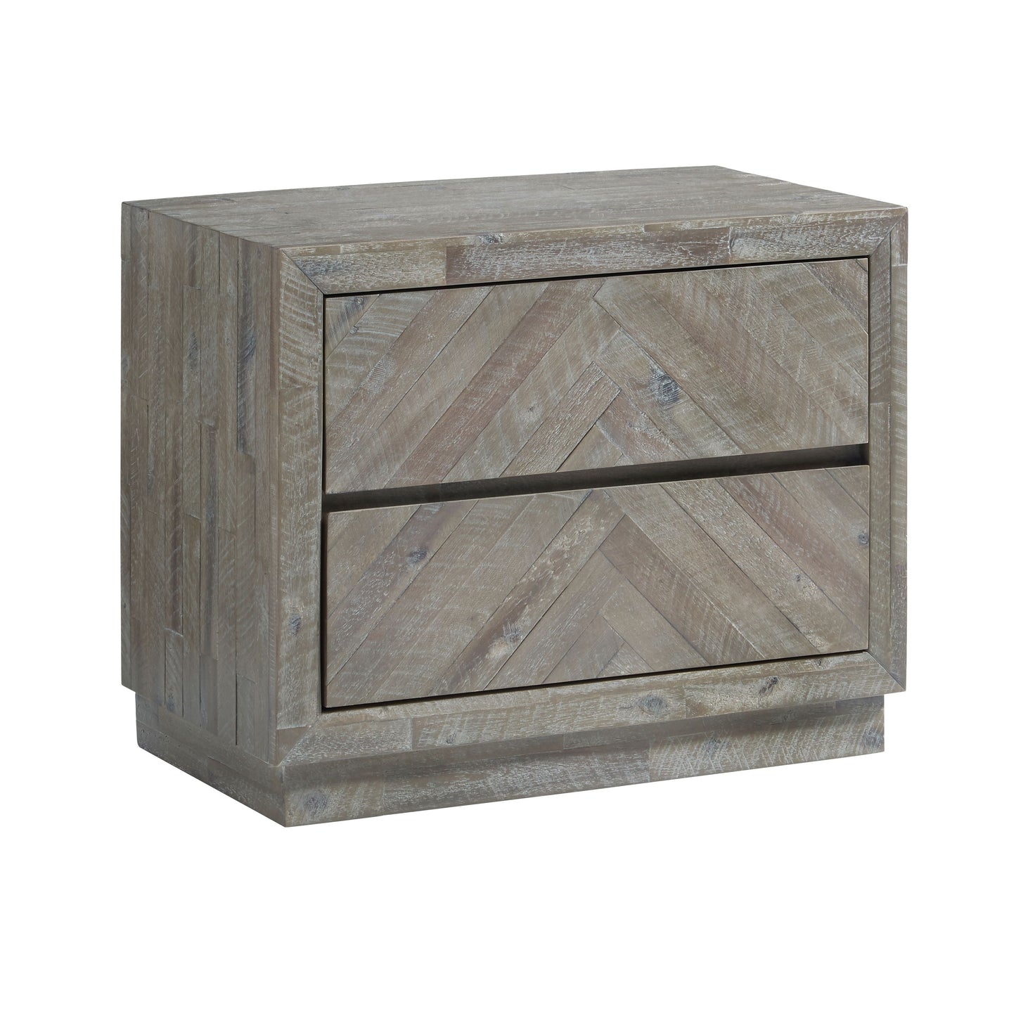 Modus Herringbone Two Drawer Nightstand in Rustic Latte