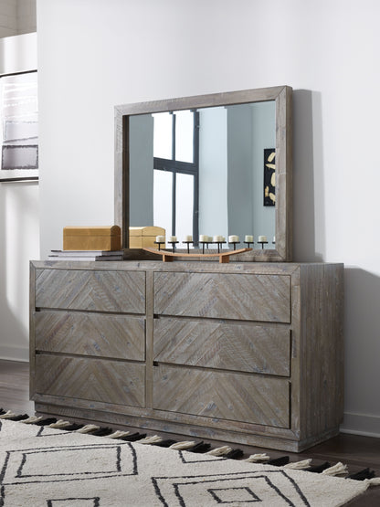 Modus Herringbone Six Drawer Dresser in Rustic Latte