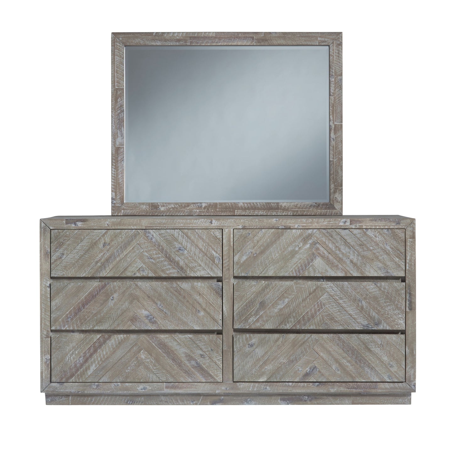 Modus Herringbone Six Drawer Dresser in Rustic Latte