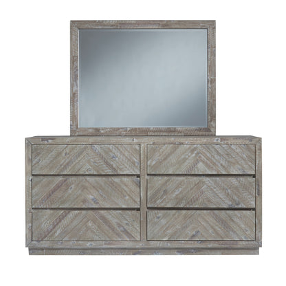 Modus Herringbone Six Drawer Dresser in Rustic Latte