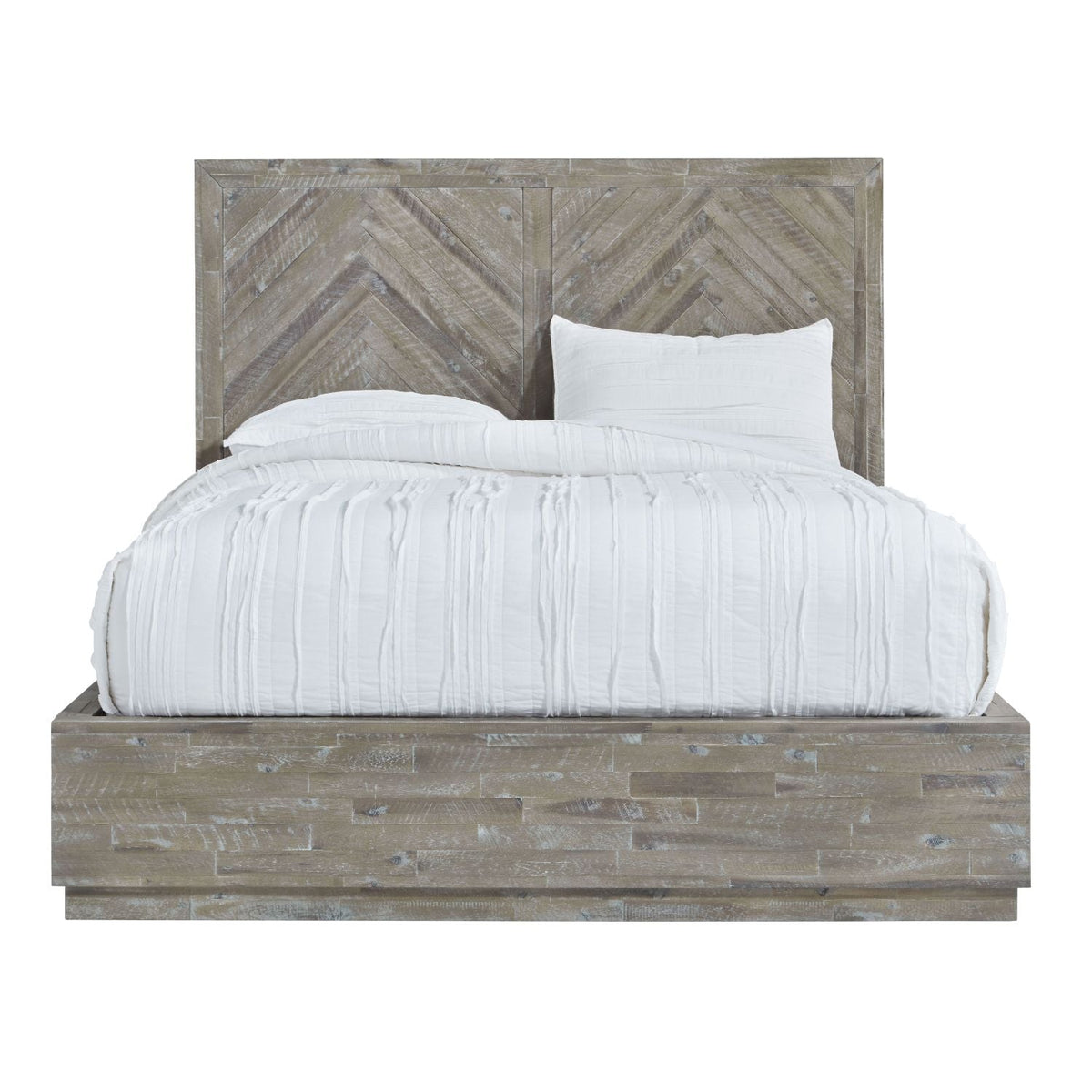 Modus Herringbone 5PC Full Platform Bedroom Set in Rustic Latte