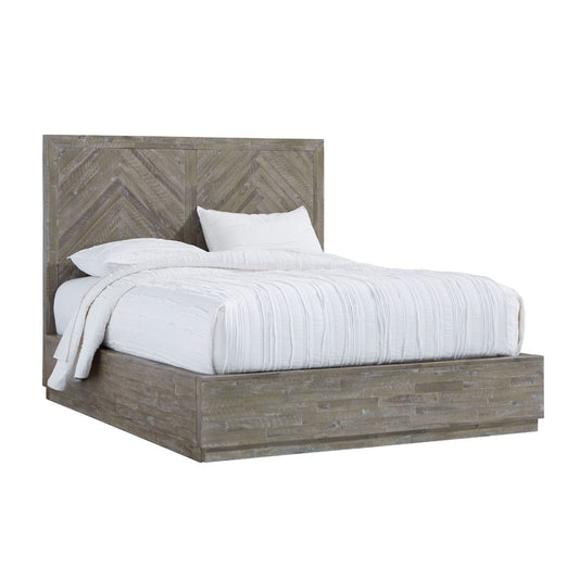 Modus Herringbone Wood Storage Bed in Rustic Latte