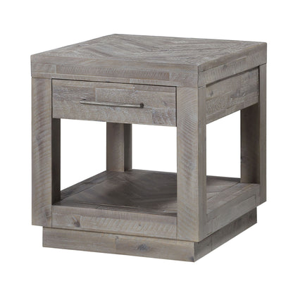 Modus Alexandra Solid Wood One Drawer End Table in Rustic Latte