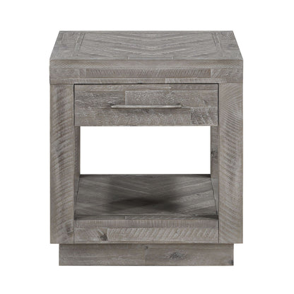 Modus Alexandra Solid Wood One Drawer End Table in Rustic Latte