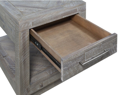 Modus Alexandra Solid Wood One Drawer End Table in Rustic Latte