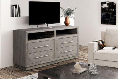 Modus Alexandra Solid Wood 64" Media Console in Rustic Latte