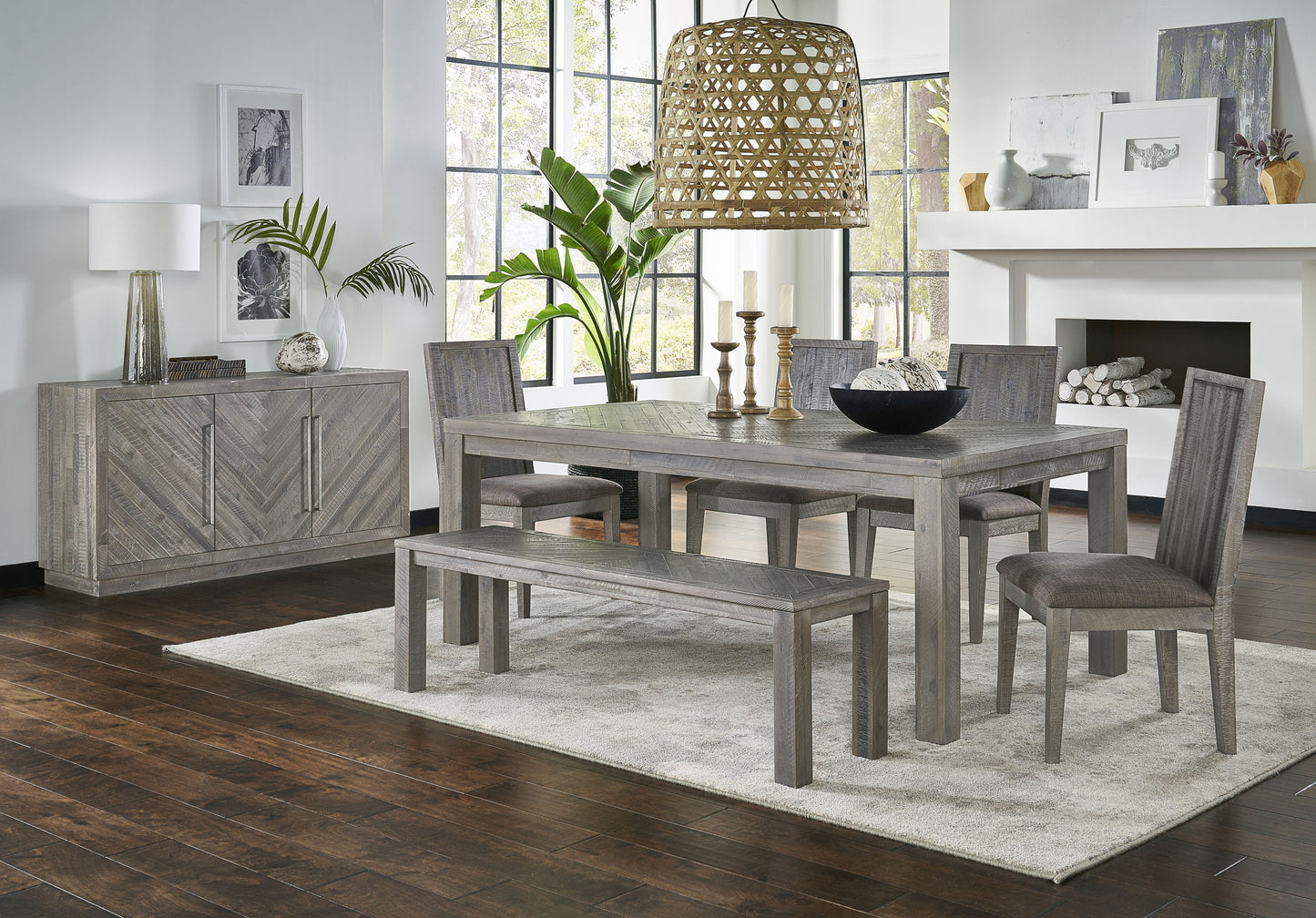 Modus Alexandra 4 PC Rectangular Dining Set in Rustic Latte