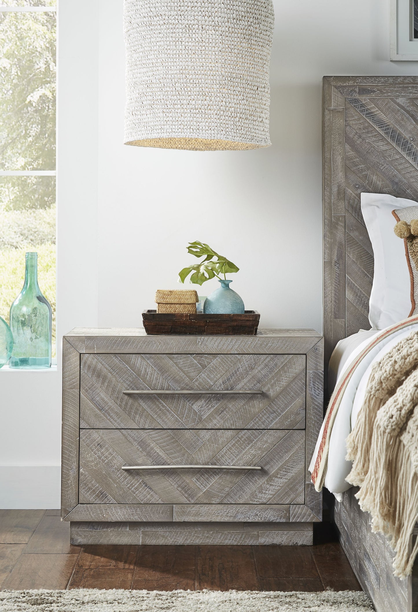 Modus Alexandra Two Drawer Nightstand in Rustic Latte