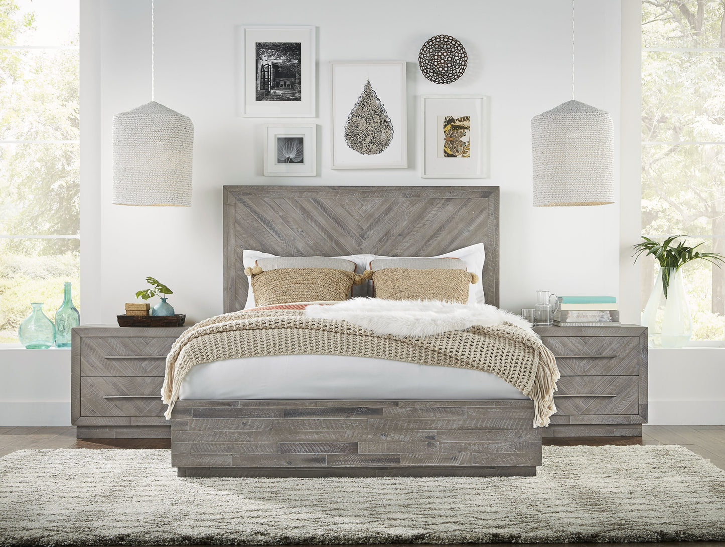 Modus Alexandra Cal King Platform Bed in Rustic Latte