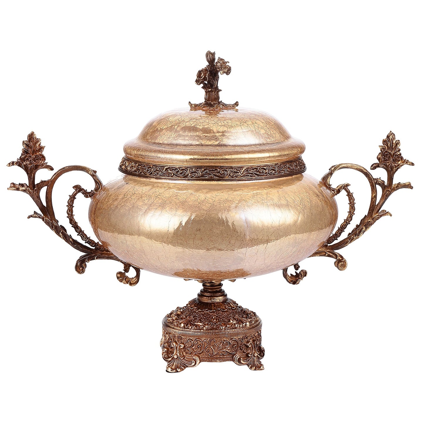 Urn in Bronze & Golden Pearl Crackle Finish AC6009 European Traditional Victorian